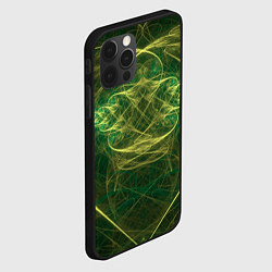 Чехол для iPhone 12 Pro Зелёно-жёлтый волнообразные линии во тьме, цвет: 3D-черный — фото 2