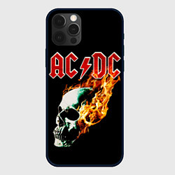 Чехол для iPhone 12 Pro AC DC череп, цвет: 3D-черный