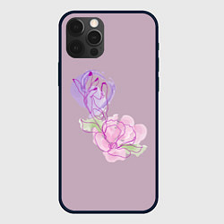 Чехол для iPhone 12 Pro Лайн арт рука и цветок, цвет: 3D-черный