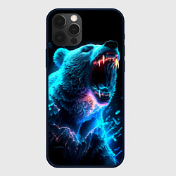Чехол iPhone 12 Pro Неоновый медведь с горящими клыками