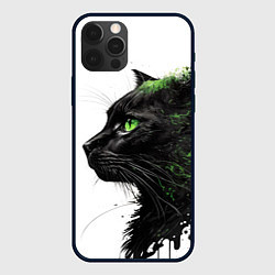 Чехол для iPhone 12 Pro Кот с зелеными глазами, цвет: 3D-черный
