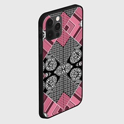 Чехол для iPhone 12 Pro Геометрический розово-черный с белым узор, цвет: 3D-черный — фото 2