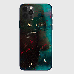 Чехол iPhone 12 Pro Абстрактные тьма, светло-синий туман и мазки красо
