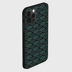 Чехол для iPhone 12 Pro Японский бирюзовый паттерн, цвет: 3D-черный — фото 2