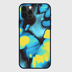 Чехол iPhone 12 Pro Голубые бабочки асбтракция