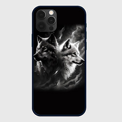 Чехол для iPhone 12 Pro Волки - белый и черный, цвет: 3D-черный