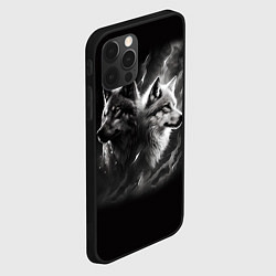 Чехол для iPhone 12 Pro Волки - белый и черный, цвет: 3D-черный — фото 2