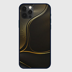 Чехол для iPhone 12 Pro Фон с золотыми линиями, цвет: 3D-черный