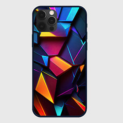 Чехол для iPhone 12 Pro Неоновые абстрактные плиты, цвет: 3D-черный