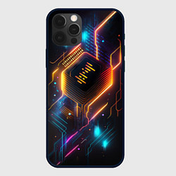 Чехол iPhone 12 Pro Неоновая абстрактная электроцепь