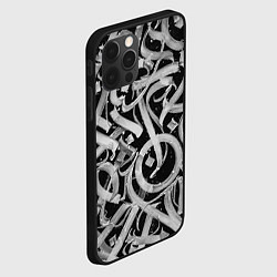 Чехол для iPhone 12 Pro Черно-белая каллиграфия, цвет: 3D-черный — фото 2