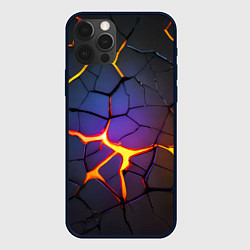 Чехол iPhone 12 Pro Неоновые трещины - лава