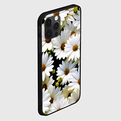 Чехол для iPhone 12 Pro Белые цветы ромашки - летний паттерн, цвет: 3D-черный — фото 2