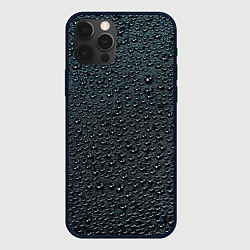 Чехол iPhone 12 Pro Блестящие мокрые капли на темном чёрном фоне