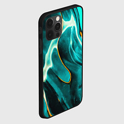 Чехол для iPhone 12 Pro Жидкая краска - голубые разводы, цвет: 3D-черный — фото 2