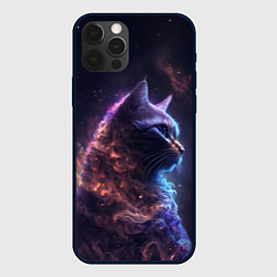 Чехол для iPhone 12 Pro Кошка в космосе туманность, цвет: 3D-черный