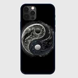 Чехол для iPhone 12 Pro Абстракция инь-янь, цвет: 3D-черный