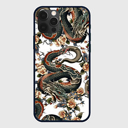 Чехол для iPhone 12 Pro Тату японский дракон, цвет: 3D-черный