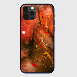 Чехол для iPhone 12 Pro Абстрактный красный туман и краски, цвет: 3D-черный