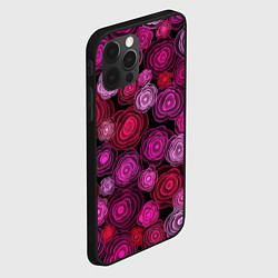 Чехол для iPhone 12 Pro Неоновые розы на черном фоне, цвет: 3D-черный — фото 2
