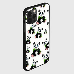 Чехол для iPhone 12 Pro Панды и бамбук, цвет: 3D-черный — фото 2