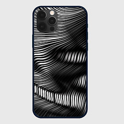 Чехол для iPhone 12 Pro Оптические волны, цвет: 3D-черный