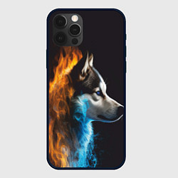 Чехол iPhone 12 Pro Голова волка Стихия огня