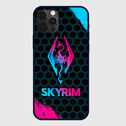 Чехол для iPhone 12 Pro Skyrim - neon gradient, цвет: 3D-черный
