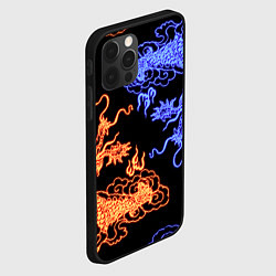 Чехол для iPhone 12 Pro Парящие неоновые драконы, цвет: 3D-черный — фото 2
