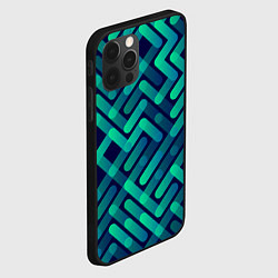Чехол для iPhone 12 Pro Бирюзовые линии, цвет: 3D-черный — фото 2
