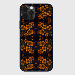 Чехол для iPhone 12 Pro Желто-оранжевые нежные цветы, цвет: 3D-черный