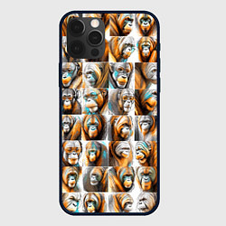 Чехол для iPhone 12 Pro Орангутаны, цвет: 3D-черный