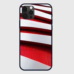 Чехол для iPhone 12 Pro Два слоя металла - красный и белый, цвет: 3D-черный