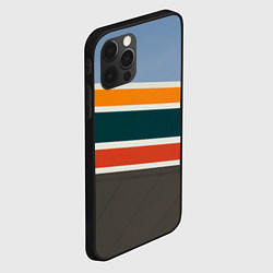 Чехол для iPhone 12 Pro Оранжевые и белые абстрактные полосы, цвет: 3D-черный — фото 2