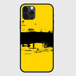 Чехол iPhone 12 Pro Черно-желтая полоса Cyberpunk 2077