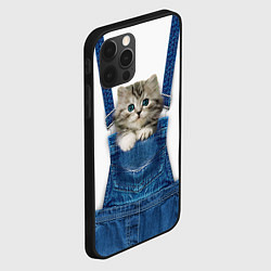 Чехол для iPhone 12 Pro Котенок в кармане комбинезона, цвет: 3D-черный — фото 2