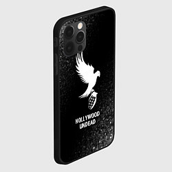 Чехол для iPhone 12 Pro Hollywood Undead glitch на темном фоне, цвет: 3D-черный — фото 2