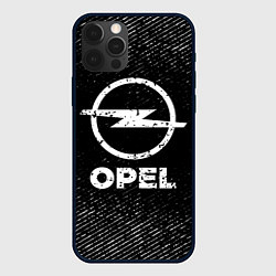 Чехол iPhone 12 Pro Opel с потертостями на темном фоне