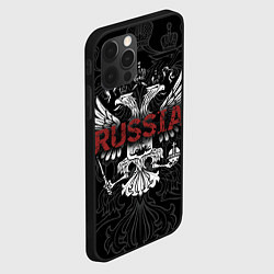 Чехол для iPhone 12 Pro Герб России с надписью Russia, цвет: 3D-черный — фото 2