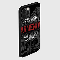 Чехол для iPhone 12 Pro Герб Армении с надписью Armenia, цвет: 3D-черный — фото 2