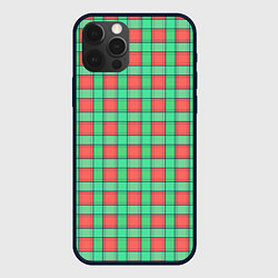 Чехол iPhone 12 Pro Клетчатый зелено -оранжевый паттерн