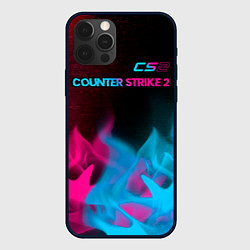 Чехол для iPhone 12 Pro Counter Strike 2 - neon gradient: символ сверху, цвет: 3D-черный