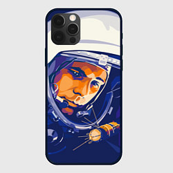 Чехол для iPhone 12 Pro Юрий Гагарин в скафандре, цвет: 3D-черный