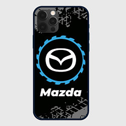 Чехол для iPhone 12 Pro Mazda в стиле Top Gear со следами шин на фоне, цвет: 3D-черный