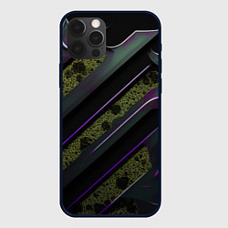 Чехол iPhone 12 Pro Фиолетовые и зеленые вставки