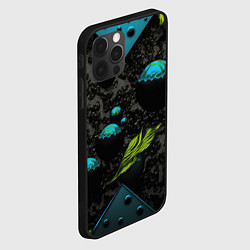 Чехол для iPhone 12 Pro Зеленые абстрактные листья, цвет: 3D-черный — фото 2