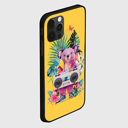 Чехол для iPhone 12 Pro Крутая розовая коала с бумбоксом и тропическими ли, цвет: 3D-черный — фото 2