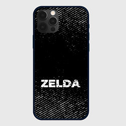Чехол iPhone 12 Pro Zelda с потертостями на темном фоне