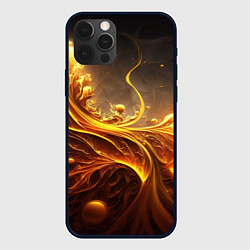 Чехол для iPhone 12 Pro Желтые абстрактные узоры, цвет: 3D-черный