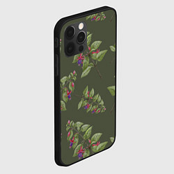 Чехол для iPhone 12 Pro Ветки фуксии на зеленом фоне, цвет: 3D-черный — фото 2